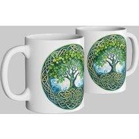 Simply Stunning Mugs Handcrafted Ceramic Mug with Celtic Tree of Life Design in White