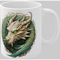 Simply Stunning Mugs Handcrafted Ceramic Mug - Majestic Irish Dragon & Celtic Mythology in White