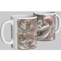 Simply Stunning Mugs Handcrafted Ceramic Mug with 3D Mother & Child Embossed Design