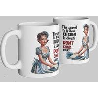 Simply Stunning Mugs Vintage-Inspired "The Secret to a Clean Kitchen" Ceramic Mug in White