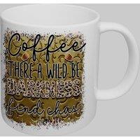 Simply Stunning Mugs Handcrafted Ceramic Coffee Mug 'Wild Darkness & Coffee' Design in White