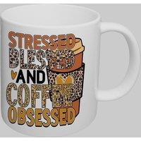 Simply Stunning Mugs Stressed Blessed & Coffee Obsessed Handcrafted Ceramic Mug in White