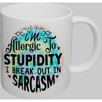 Simply Stunning Mugs Handcrafted Ceramic Mug 'I'm Allergic to Stupidity' Funny Quote in White