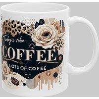 Simply Stunning Mugs Handcrafted Ceramic Coffee Mug 'Today's Vibe: Lots of Coffee' in White