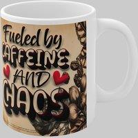 Simply Stunning Mugs Handcrafted Ceramic Coffee Mug 'Fueled by Caffeine & Chaos' in White