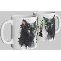 Simply Stunning Mugs "Pawsitive Vibes Only" Hancrafted Ceramic Mug Cat Design in White