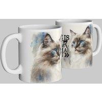 Simply Stunning Mugs "Life is Better with a Cat" Handcrafted Ceramic Mug - Ragdoll Cat Design in White