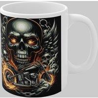 Simply Stunning Mugs Skull & Flames Ceramic Mug - Bold Gift for the Adventurous Dad in White