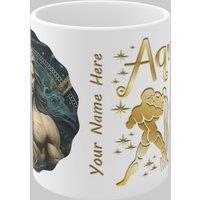 Simply Stunning Mugs Zodiac Ceramic Mug Aquarius - Water Bearer - Handcrafted Elegance for Every Star Sign in White