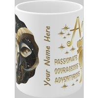 Simply Stunning Mugs Zodiac Ceramic Mug Aries - Ram - Handcrafted Elegance for Every Star Sign in White