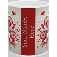 Simply Stunning Mugs Romantic Personalised Mug with Heart & Floral Design - The Perfect Valentine's Day Gift in White