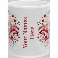 Simply Stunning Mugs Personalised Music-Themed Mug - The Perfect Valentine's Day Gift in White