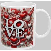 Simply Stunning Mugs Personalised LOVE Mug with Romantic Heart Design - The Perfect Valentine's Day Gift in White