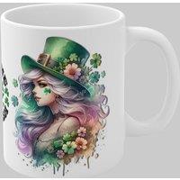 Simply Stunning Mugs "Kiss Me, I'm Irish" Handcrafted Mug St. Patrick's Day Celtic Design in White