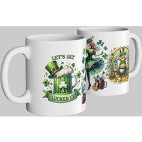Simply Stunning Mugs Let's Get Lucked Up - St. Patrick's Day Celebration Hancrafted Mug in White