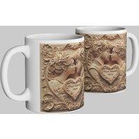 Simply Stunning Mugs Personalised Romantic Couple Mug - Engraved Love Design in White