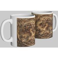 Simply Stunning Mugs Tree of Life Mug - Elegant Engraved-Style Nature Design in White