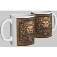 Simply Stunning Mugs Regal England Lion Mug - Heraldic Carved Design in White