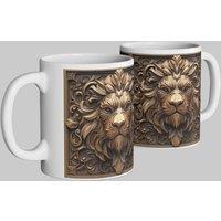 Simply Stunning Mugs Heraldic England Lion Mug - Noble Carved-Style Design in White