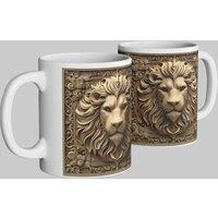 Simply Stunning Mugs Royal England Lion Mug - Noble Heraldic Carving Design in White