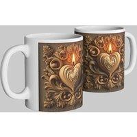 Simply Stunning Mugs Heart & Flame Baroque-Inspired Mug - Symbol of Love & Light in White
