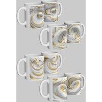 Simply Stunning Mugs White & Gold Swirl Ceramic Mug Set of 4 Perfect for Loved Ones