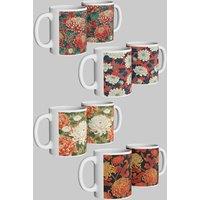 Simply Stunning Mugs Chinoiserie Chrysanthemum Ceramic Mug Set of 4 Perfect for Loved Ones in White