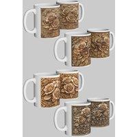 Simply Stunning Mugs Carved Rose Relief Ceramic Mug Set of 4 Timeless Gift for Loved Ones in White