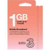 Three Pay As You Go Mobile Broadband 1 GB data SIM in Red