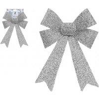 Garden Greatness Large Silver Decorative Tinsel Bow | Size: 1 Pack