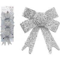 Garden Greatness Set Of 3 Decorative Silver Tinsel Bows | Size: 1 Pack