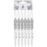 Garden Greatness Set Of 6 Hanging Acrylic Icicles Glitter Decoration in Silver | Size: 1 Pack