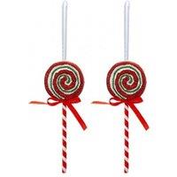 Garden Greatness Set Of 2 Hanging Candy Cane Lollipop Decoration in Red | Size: 1 Pack