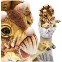 VFM e-Store Triceratops Egg Hand Puppet 23cm Fabric Dinosaur Toy World in Brown