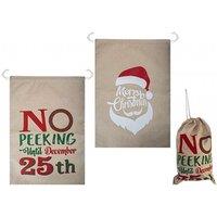 PMS Luxury Jute Look Sack Santa Design (One Supplied)