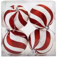 VFM e-Store Red & White Stripe Baubles Candy Cane (4 Pack) - Christmas Decorations