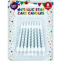 VFM e-Store 8 Metallic Gold Birthday Cake Candles with Stars, () in Silver