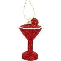 VFM e-Store Red Glitter Cocktail Decoration Hand Painted Hanging Christmas