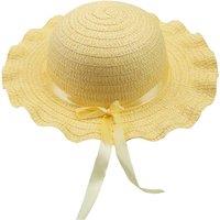 VFM e-Store Pastel Easter Bonnet Satin Ribbon Frilly Hat in Yellow