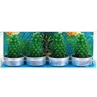 VFM e-Store Scented Tealights Tropical Pineapple Multipack (4 pack)Candles Gifts in Green