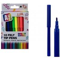 PMS A Plus 10 Bright & Vivid Felt Tip Pens Assorted Colours