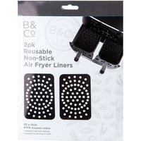 VFM e-Store Air Fryer Liner Rectangle 2 Pack Reusable Non Stick PTFE Liners Black