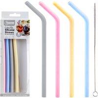 VFM e-Store Silicone Straws Reusable 4 Pack Multicolour