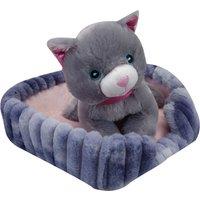 VFM e-Store Chihuahua Soft Toy Basket Cute Dog Plush Fluffy Doggy in Grey