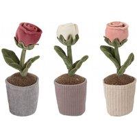 PMS Ornamental Plush Single Rose In Pot 24cm