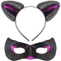 VFM e-Store Halloween Cats Ears & Mask Set Party, Trick or Treat in Black