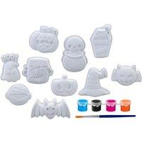 VFM e-Store Halloween Decorations Craft Kit Pack of 10 Designs 6 x Paints, Brush in White