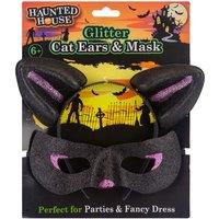 VFM e-Store Halloween Cats Ears & Mask Set Party, Trick or Treat Black