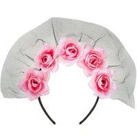 VFM e-Store Halloween Veil Headband 5 Roses Design Party, Trick or Treat in Pink