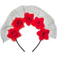 VFM e-Store Halloween Veil Headband 5 Roses Design Party, Trick or Treat in Red